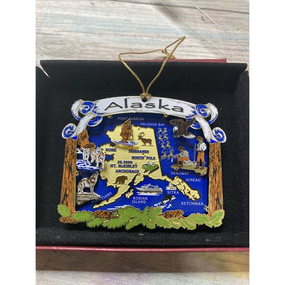 3D Nation Treasures Genuine Brass Alaska State‎ Landmarks color enamel plaque